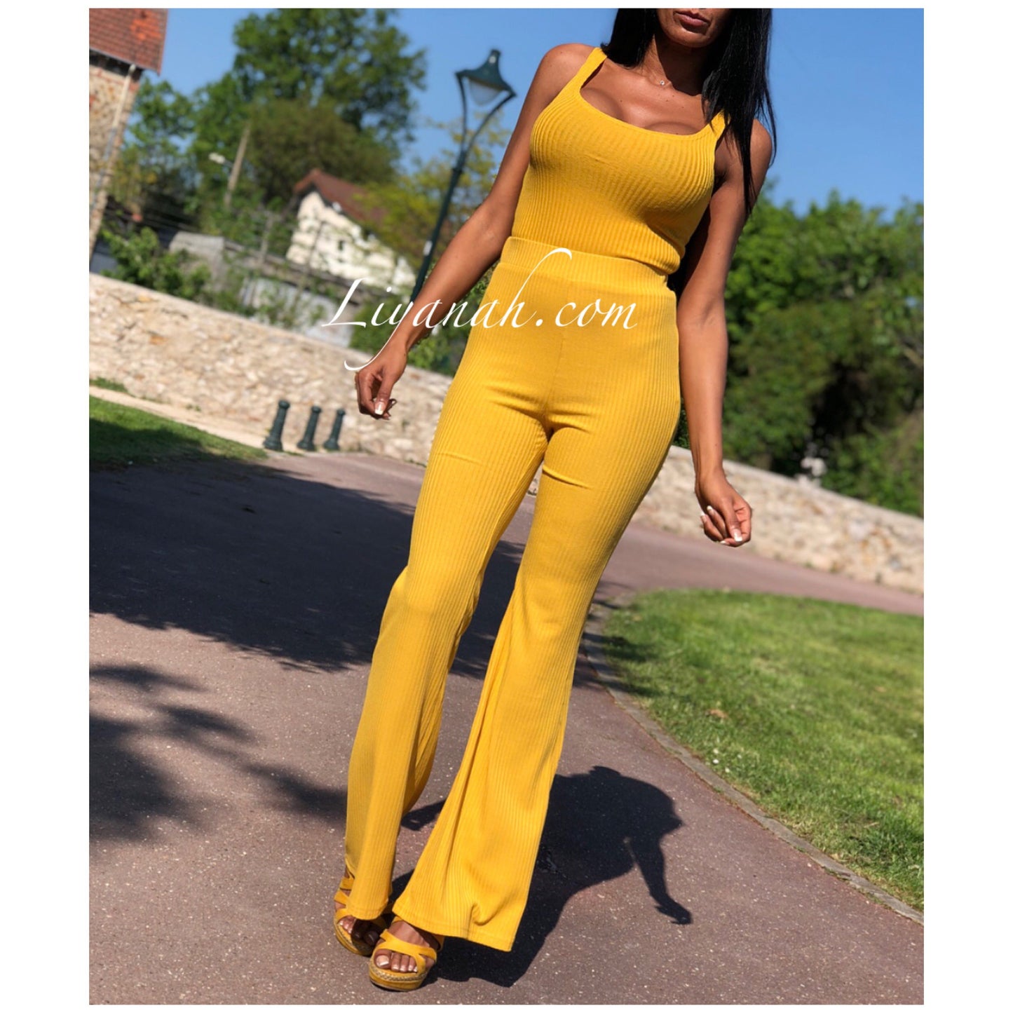 PANTALON Taille Haute Modèle MADYANA JAUNE