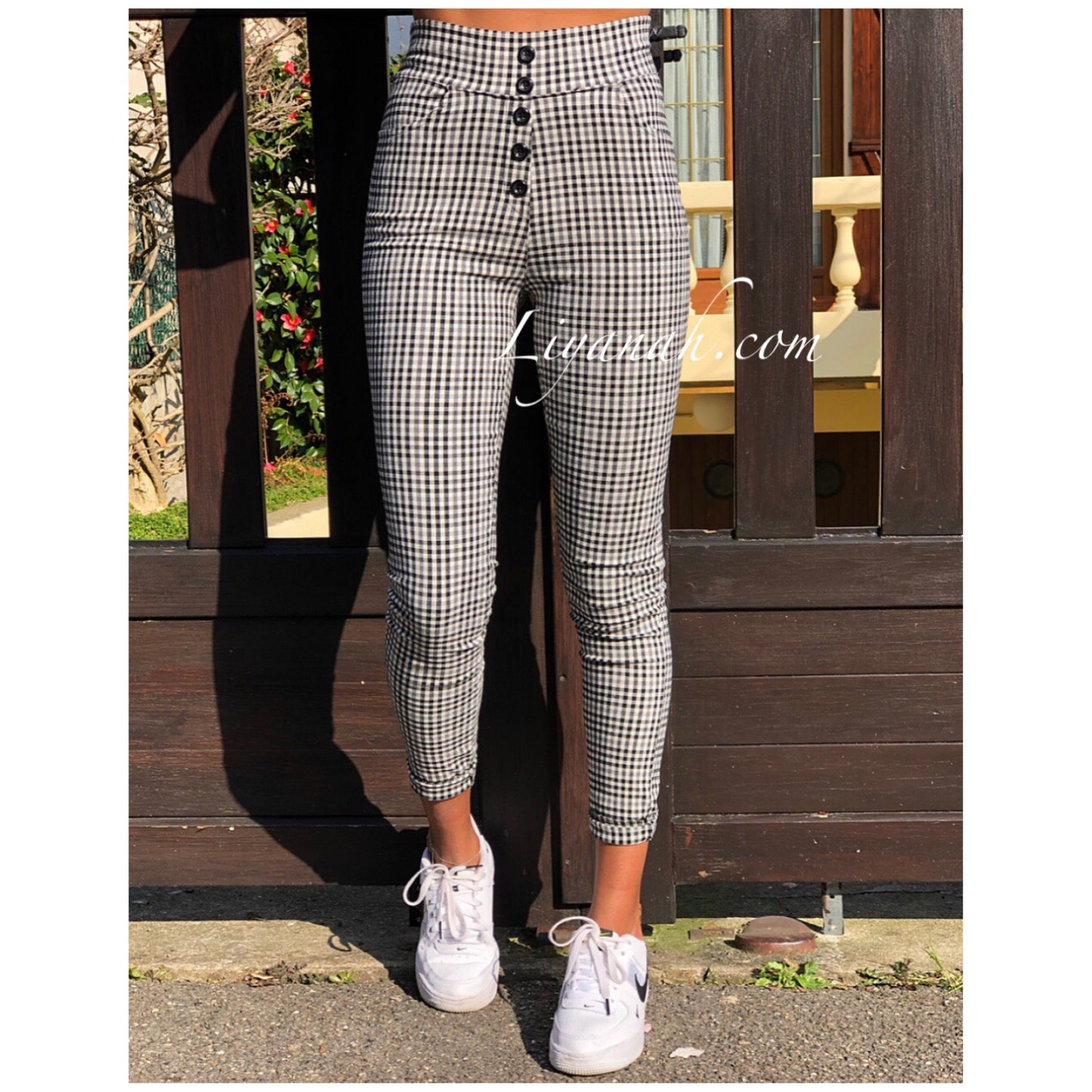 PANTALON Taille Haute Modèle ADARA NOIR/BLANC