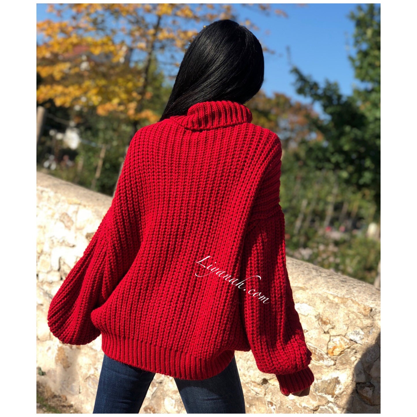 PULL MI-LONG Oversize Modèle ALLIEL Rouge