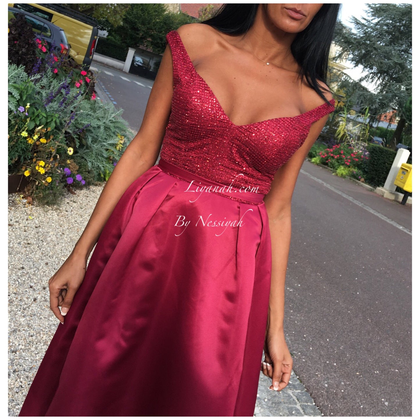 ROBE DE SOIRÉE MODÈLE ESTRELLA BORDEAUX