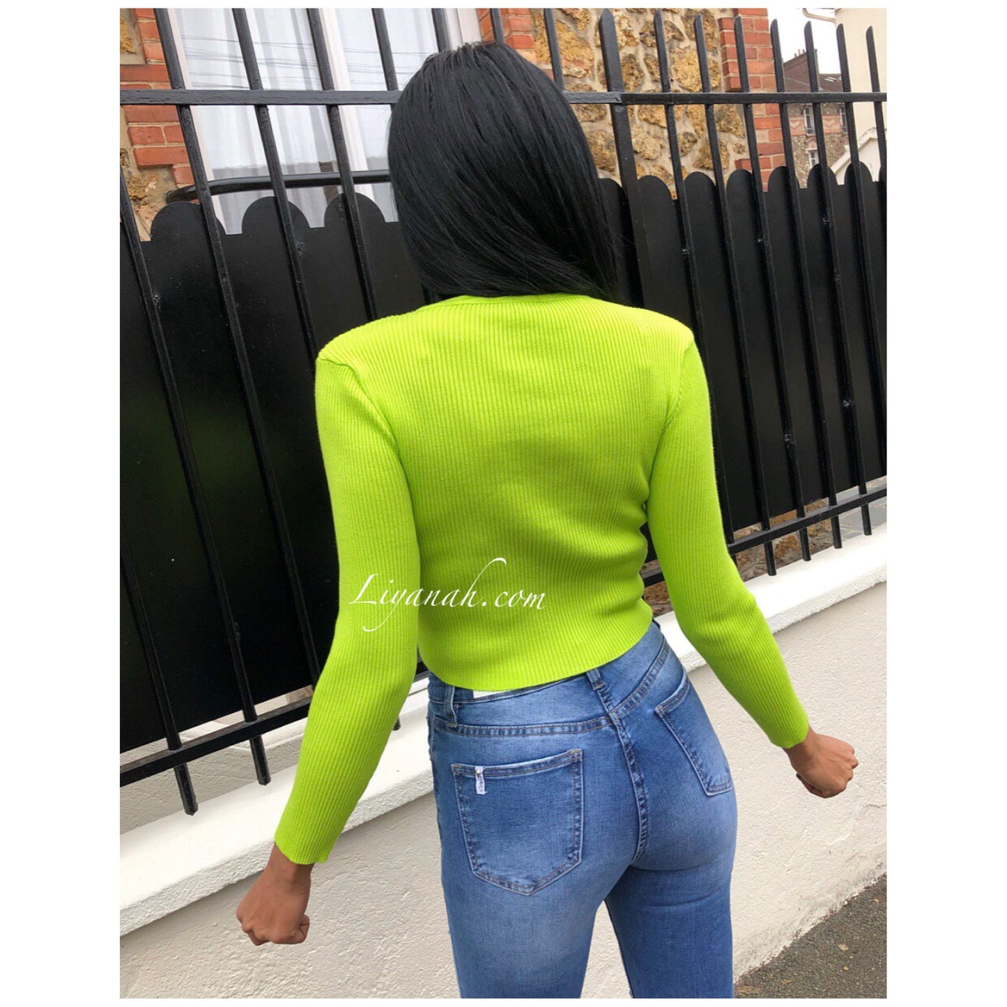 Pull Cropped Modèle MILYARA VERT FLUO