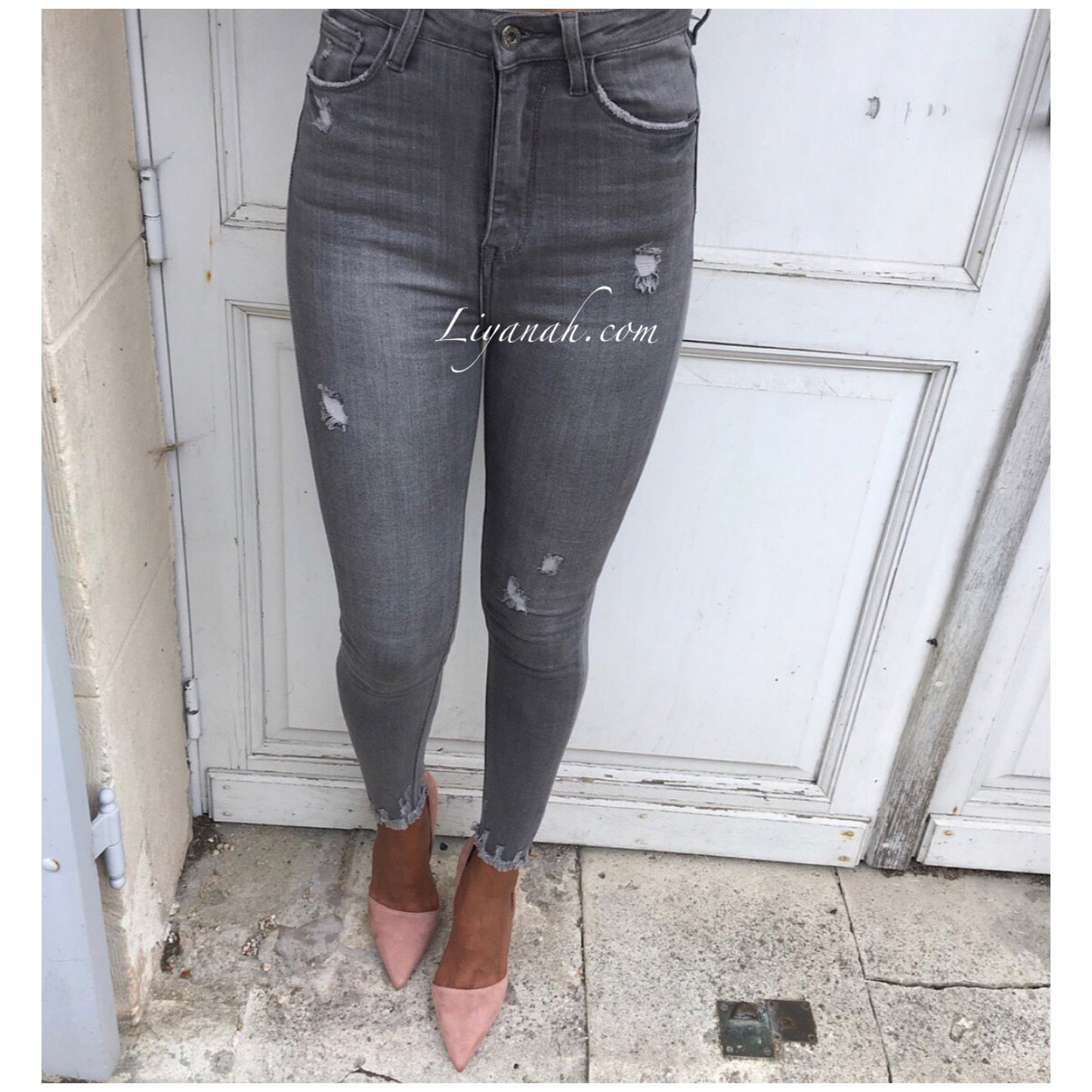 Jean Skinny Modèle RAYANY GRIS CLAIR TAILLE HAUTE