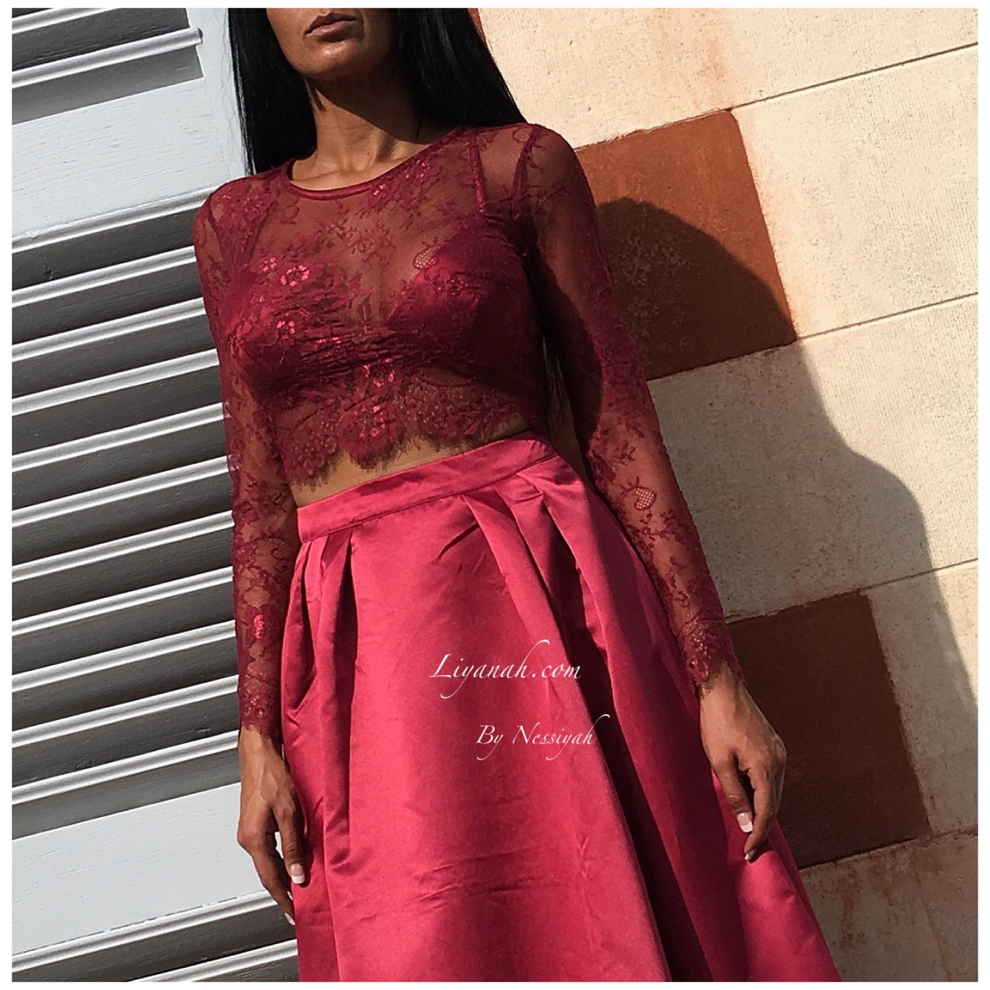 Crop Top Dentelle Modèle EJA BORDEAUX