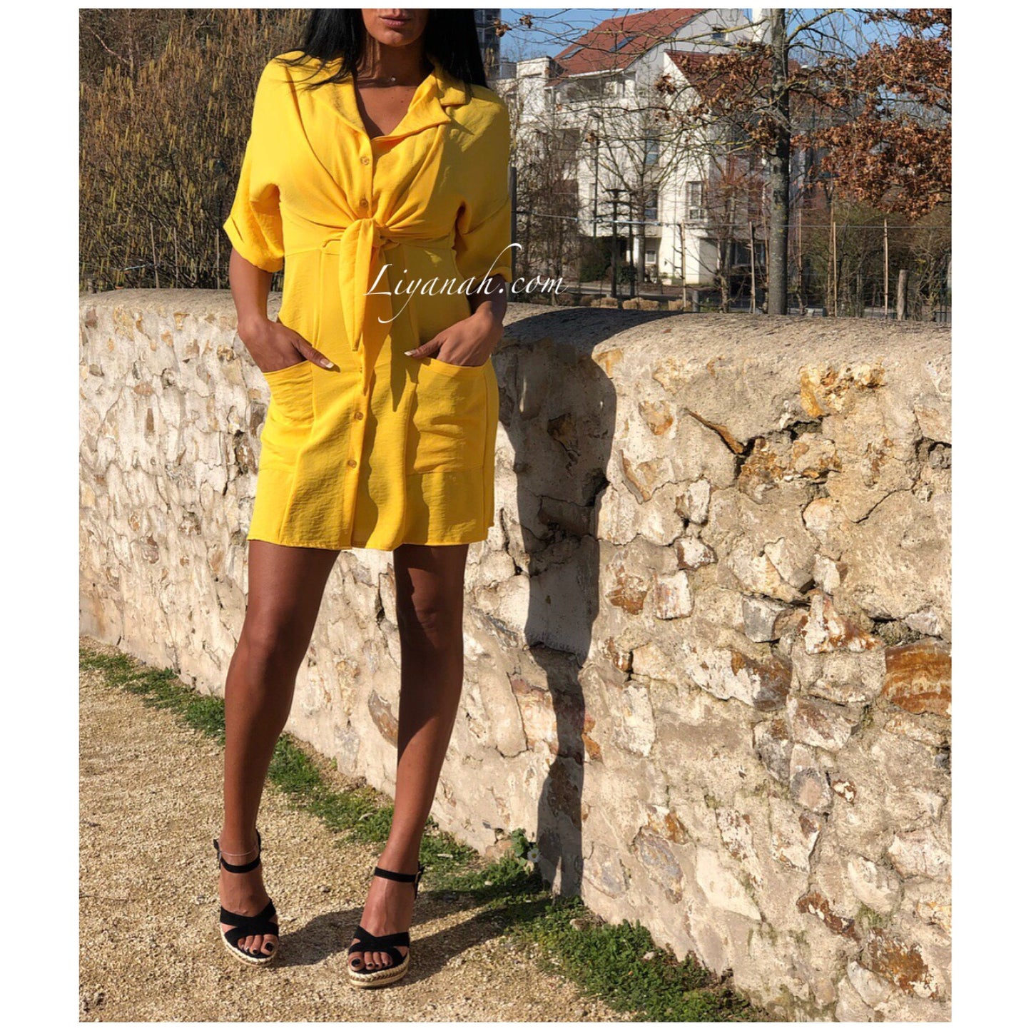 ROBE Style Chemise Modèle AITARA JAUNE