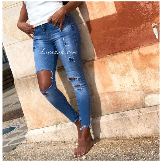 Jean Skinny BLUE DESTROY Modèle DARIA