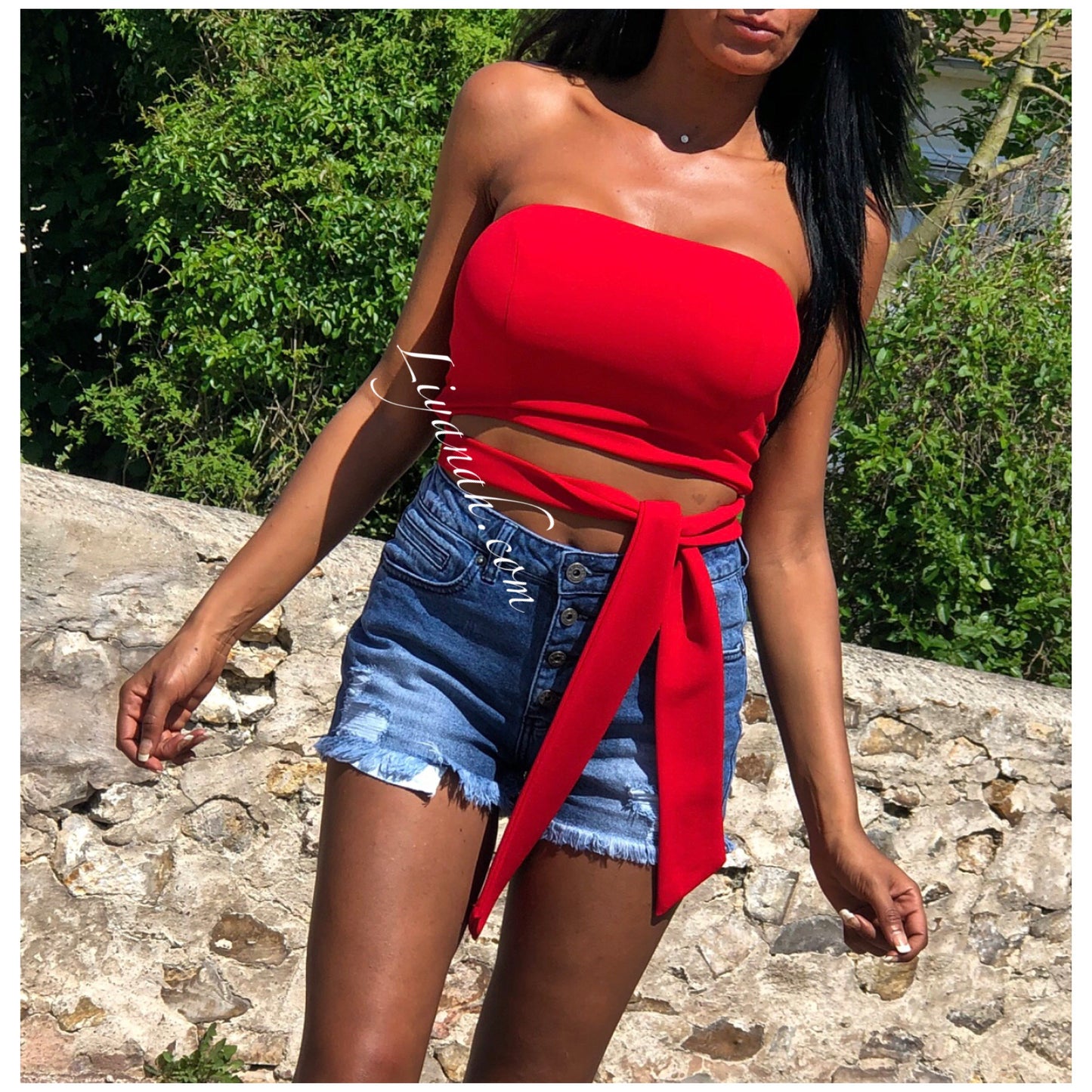 Crop Top Modèle ARENYA ROUGE