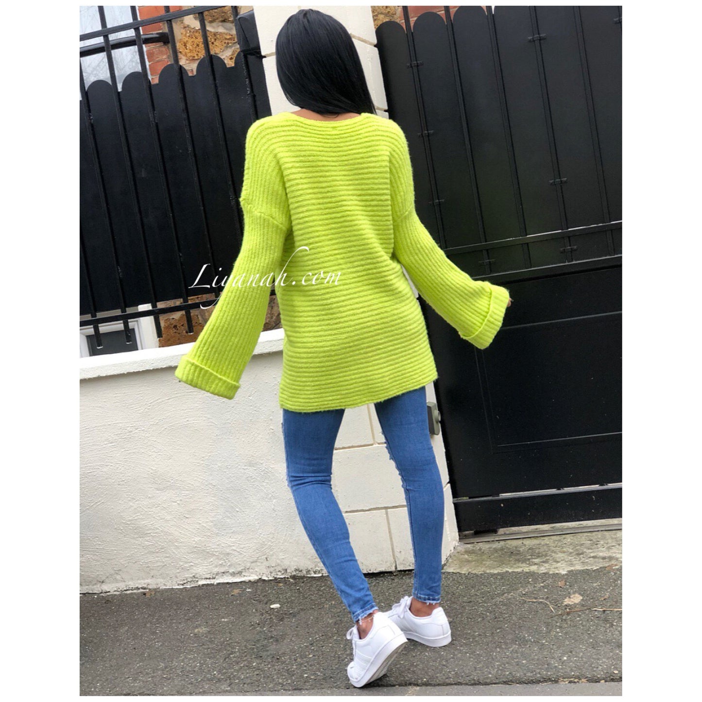 Pull Mi-Long Modèle TAYA VERT FLUO