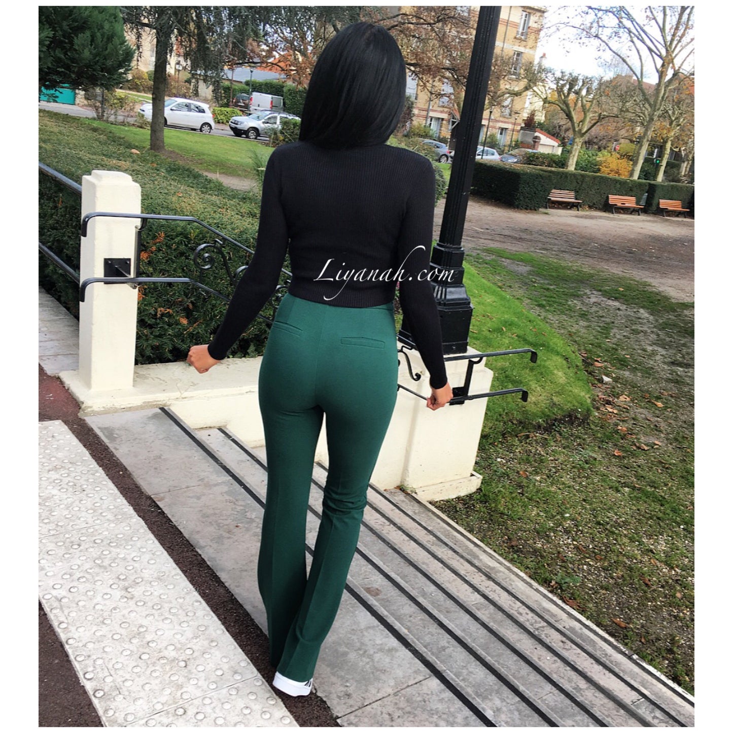 Pantalon BOOT CUT Taille Haute Vert Émeraude Modèle JANELE