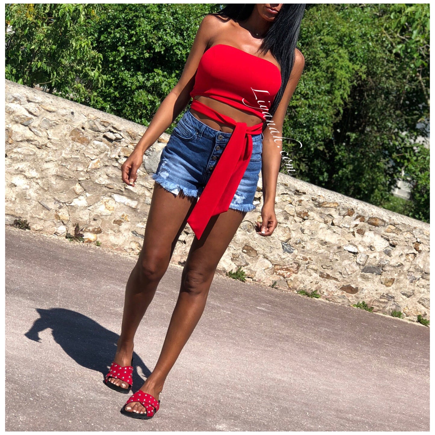 Crop Top Modèle ARENYA ROUGE