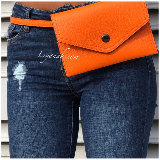 Pochette Ceinture en Cuir Petit Modèle TALYA ORANGE