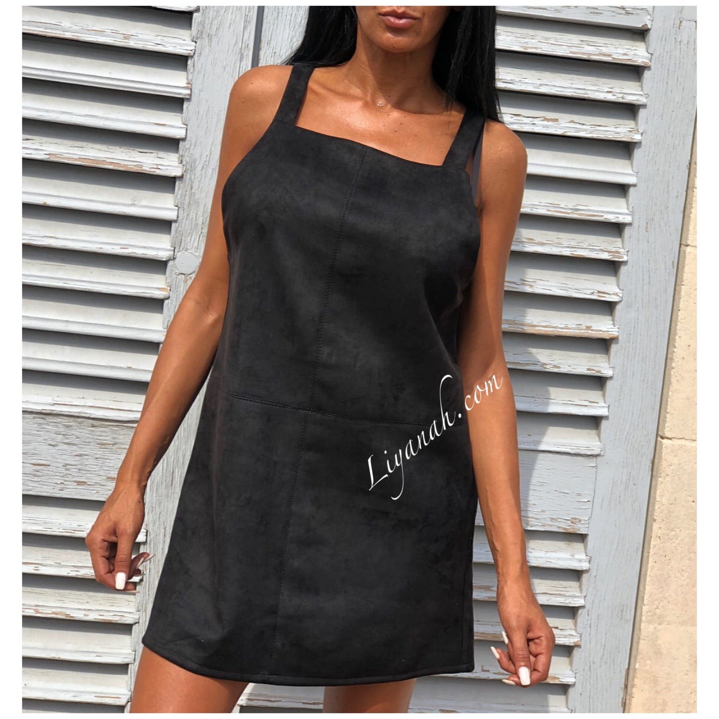 ROBE COURTE Suédine KAYARA NOIR