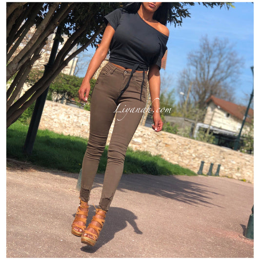 Jean Skinny Modèle HAYALA Kaki