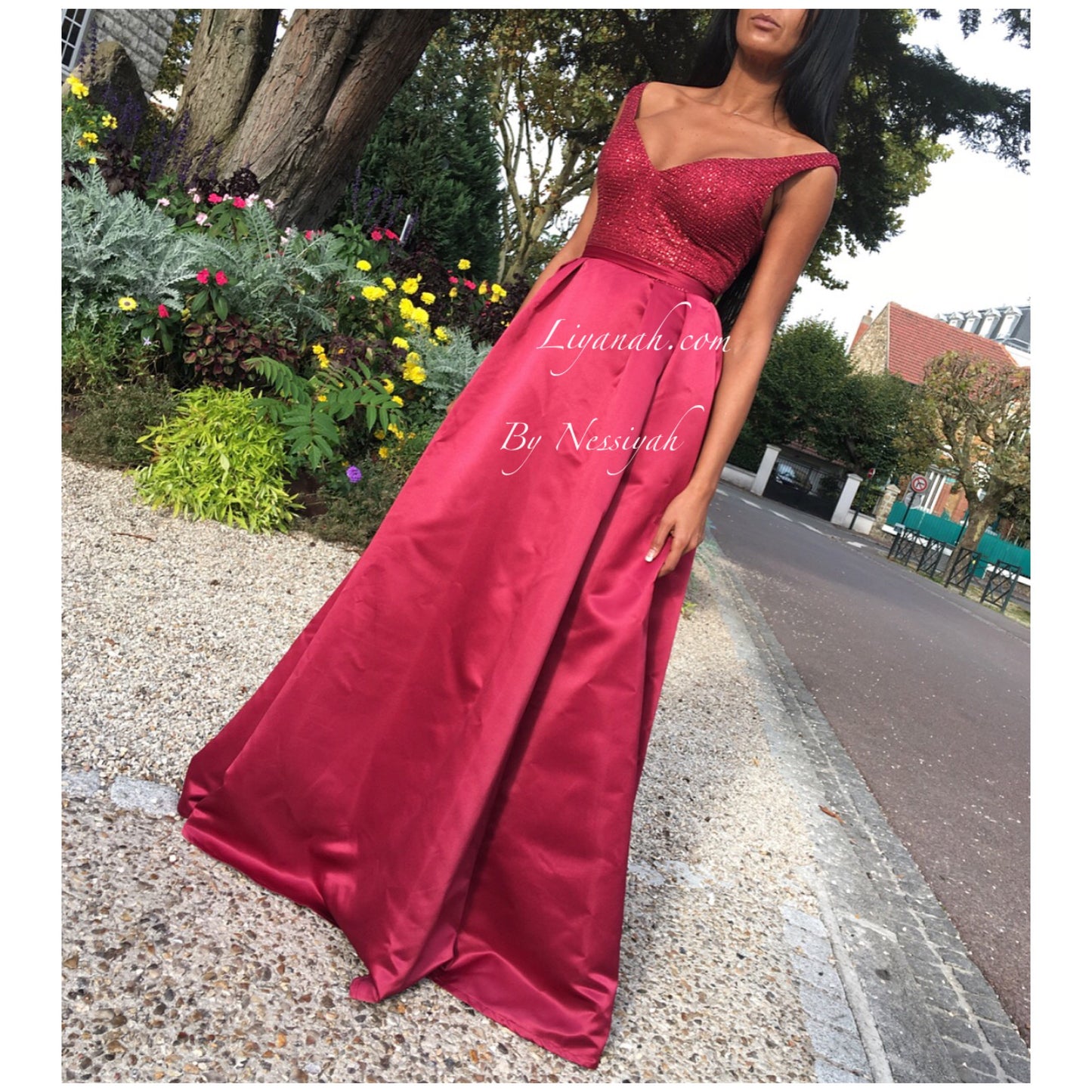 ROBE DE SOIRÉE MODÈLE ESTRELLA BORDEAUX