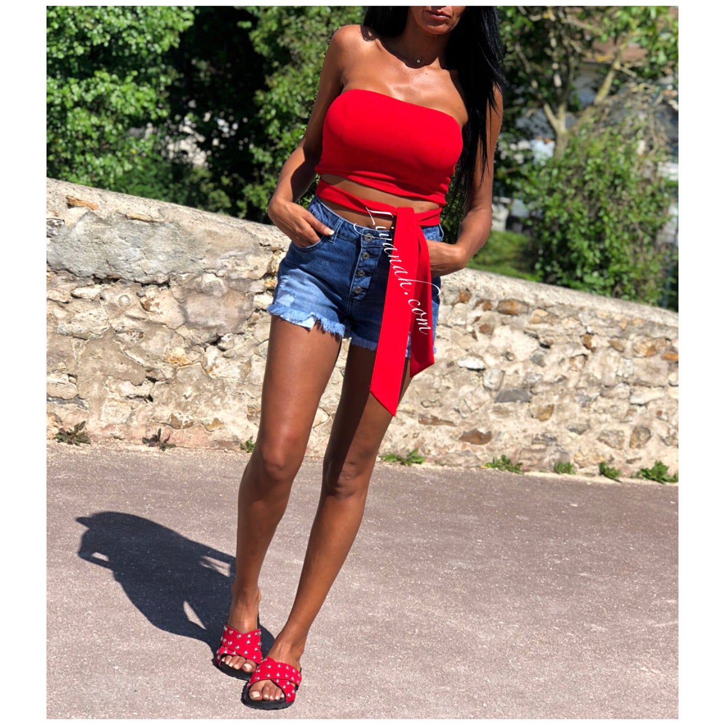 Crop Top Modèle ARENYA ROUGE