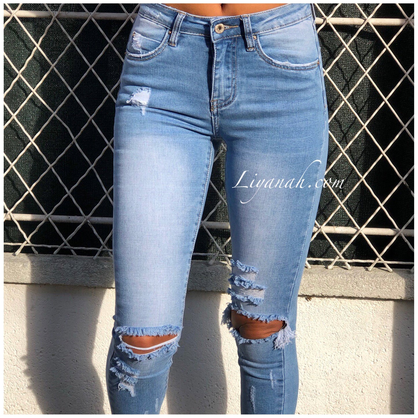 Jean Skinny DESTROY / LIGHT BLUE Modèle NEVY