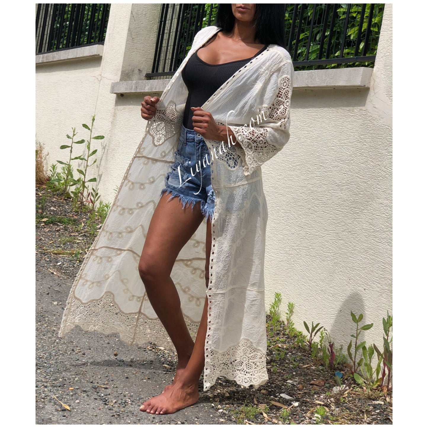 Kimono Long en Crochet Modèle CHYLIA Écru