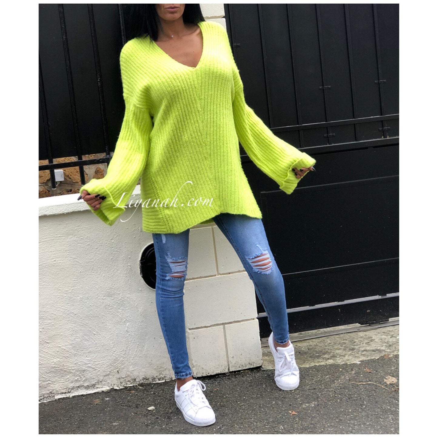 Pull Mi-Long Modèle TAYA VERT FLUO