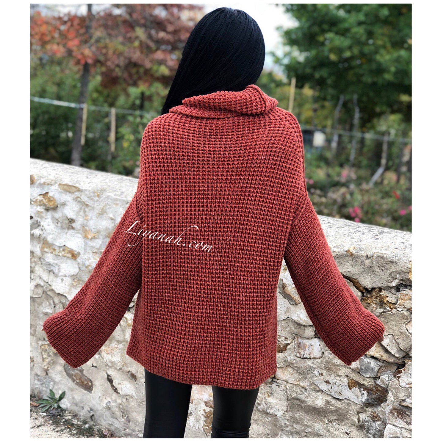 PULL MI-LONG Modèle YVANA MARRON ROUILLE