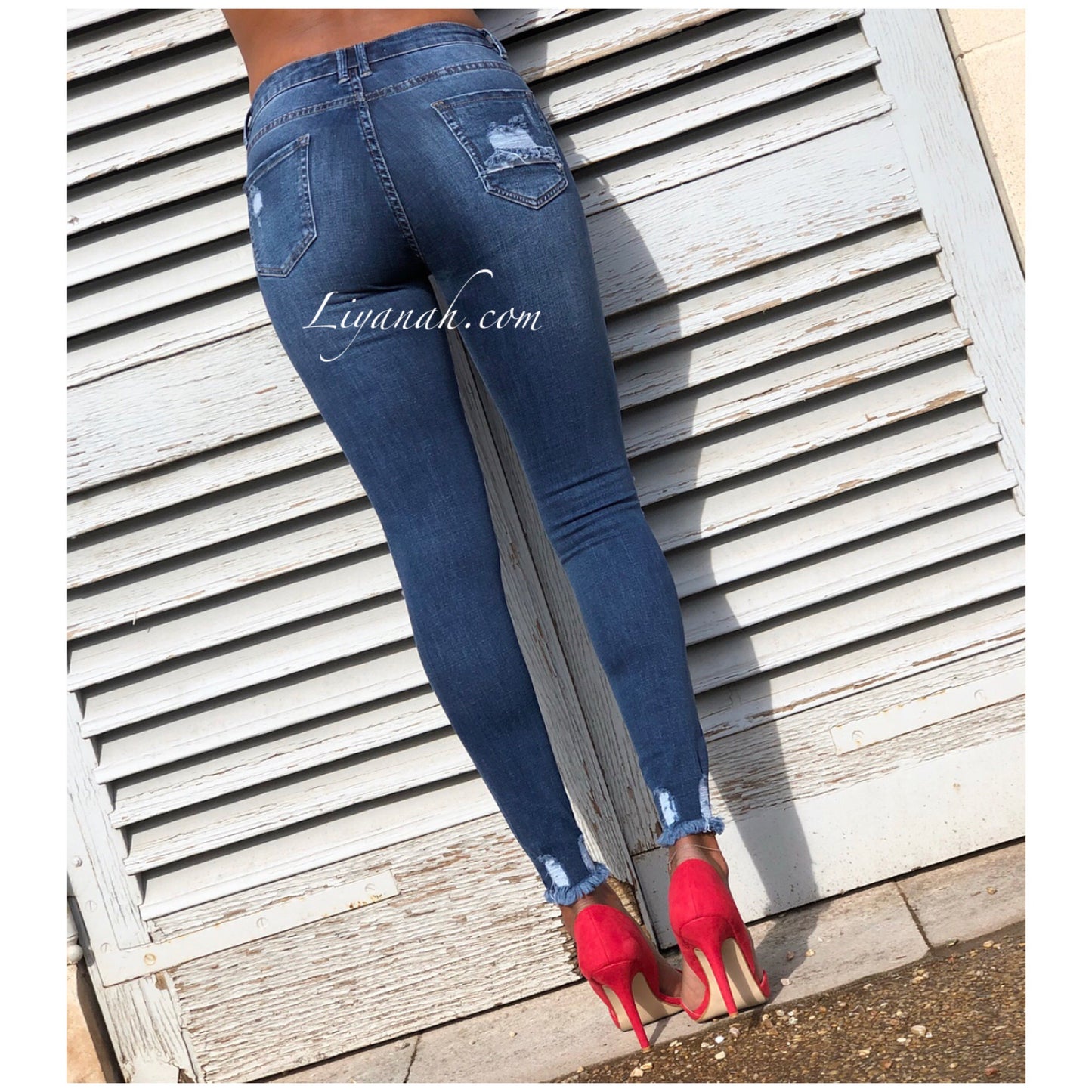 Jean Skinny Crop Modèle YOLANA BLUE