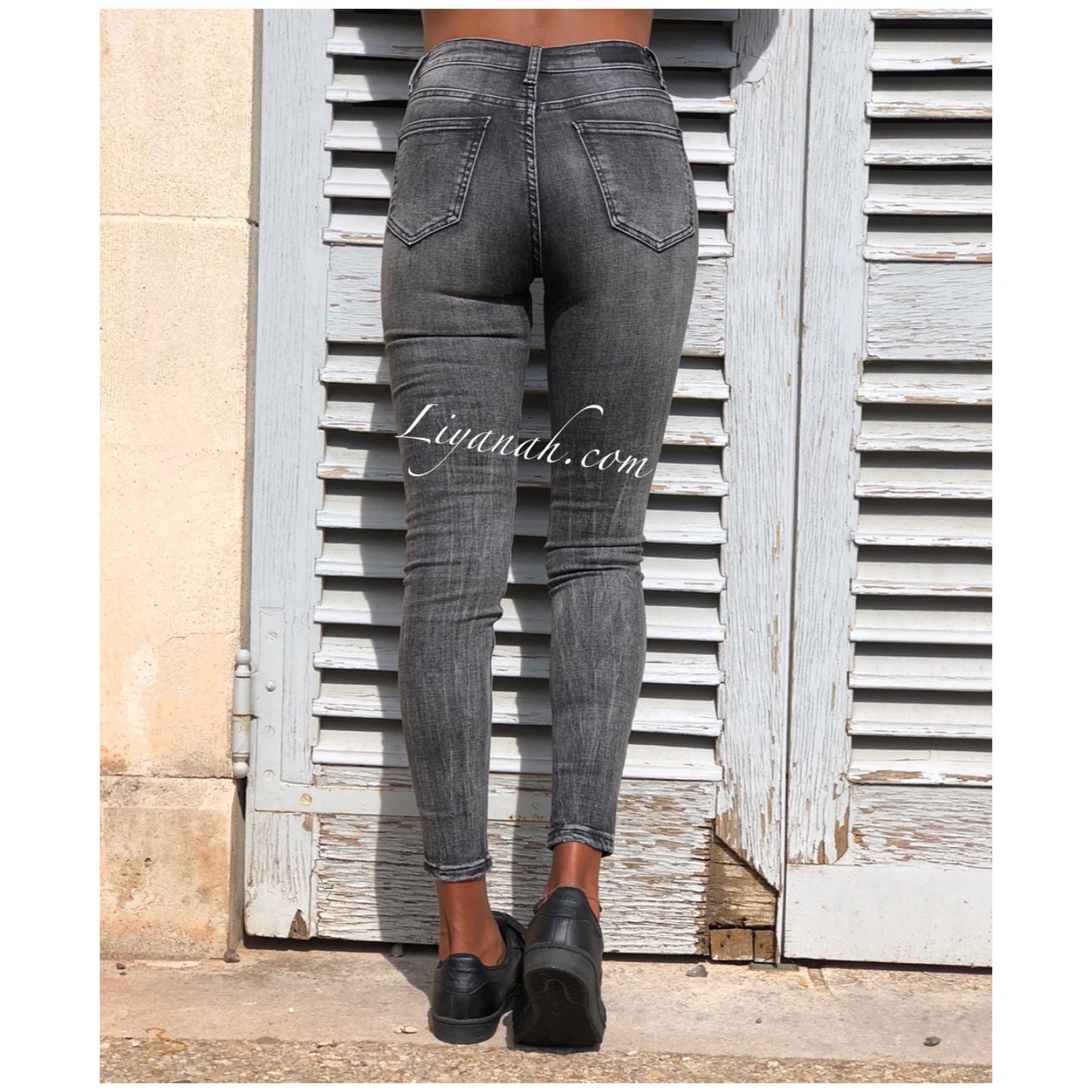 Jean Skinny Modèle YANA GREY TAILLE MI HAUTE