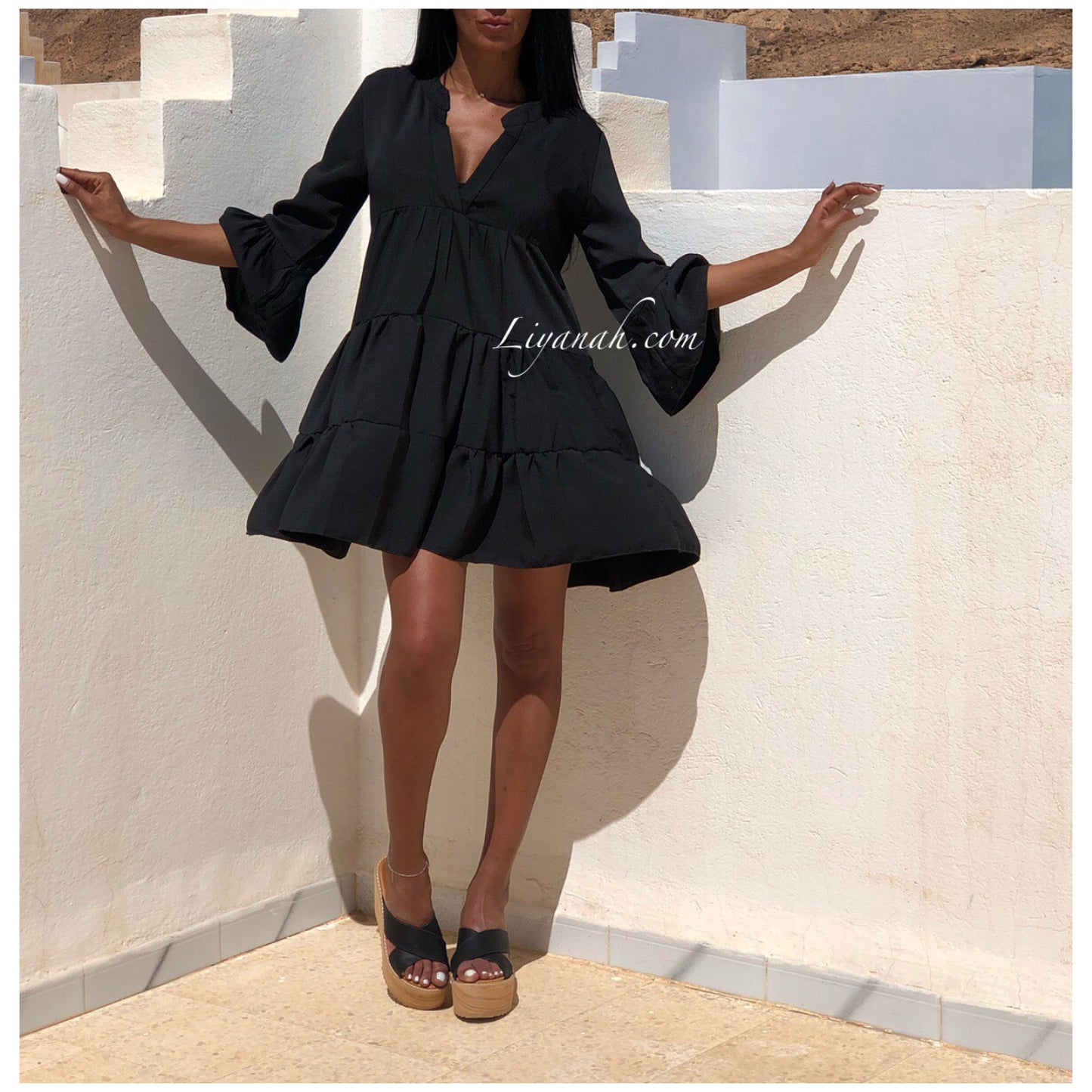 ROBE Courte Style Tunique Modèle HINA Noir