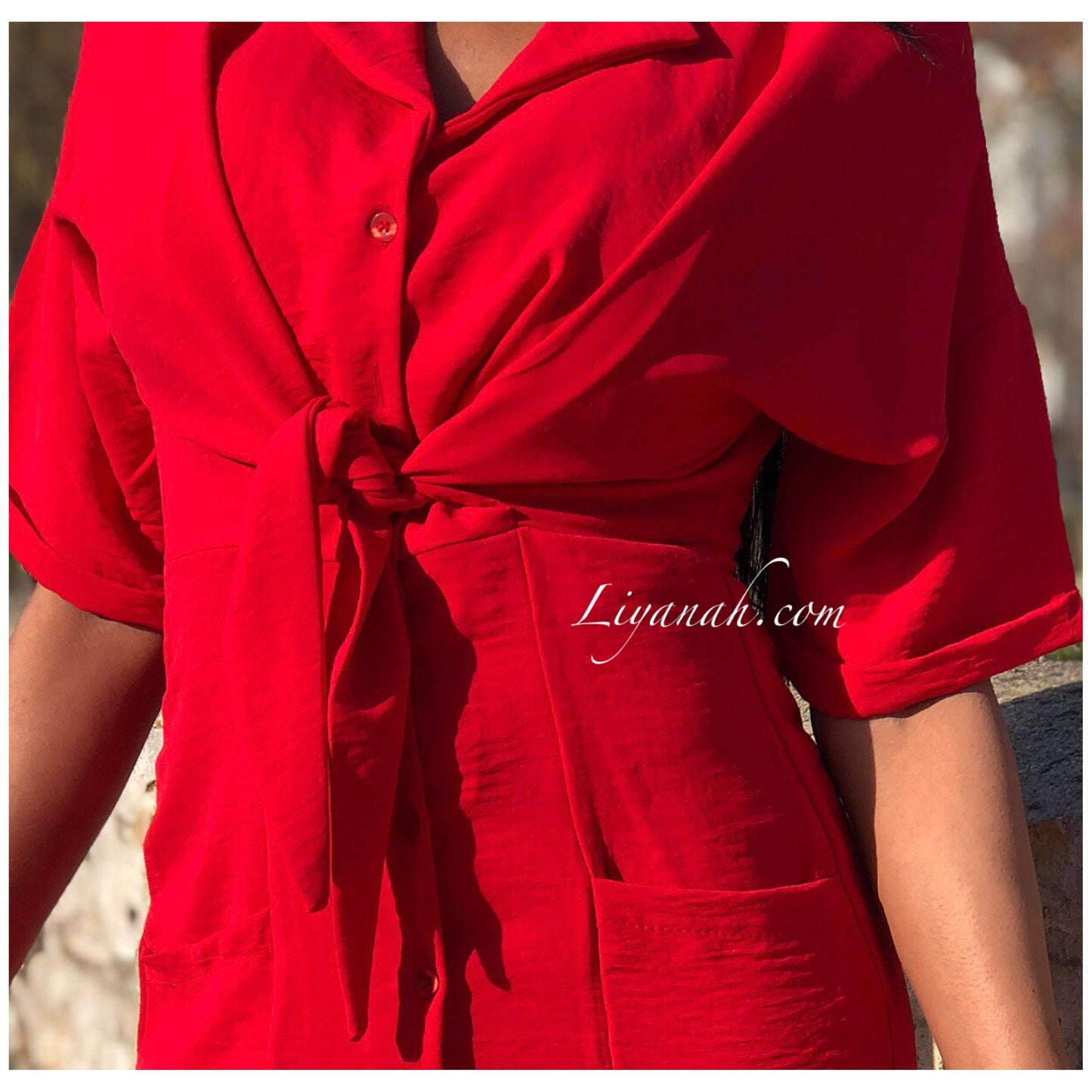 ROBE Style Chemise Modèle AITARA ROUGE