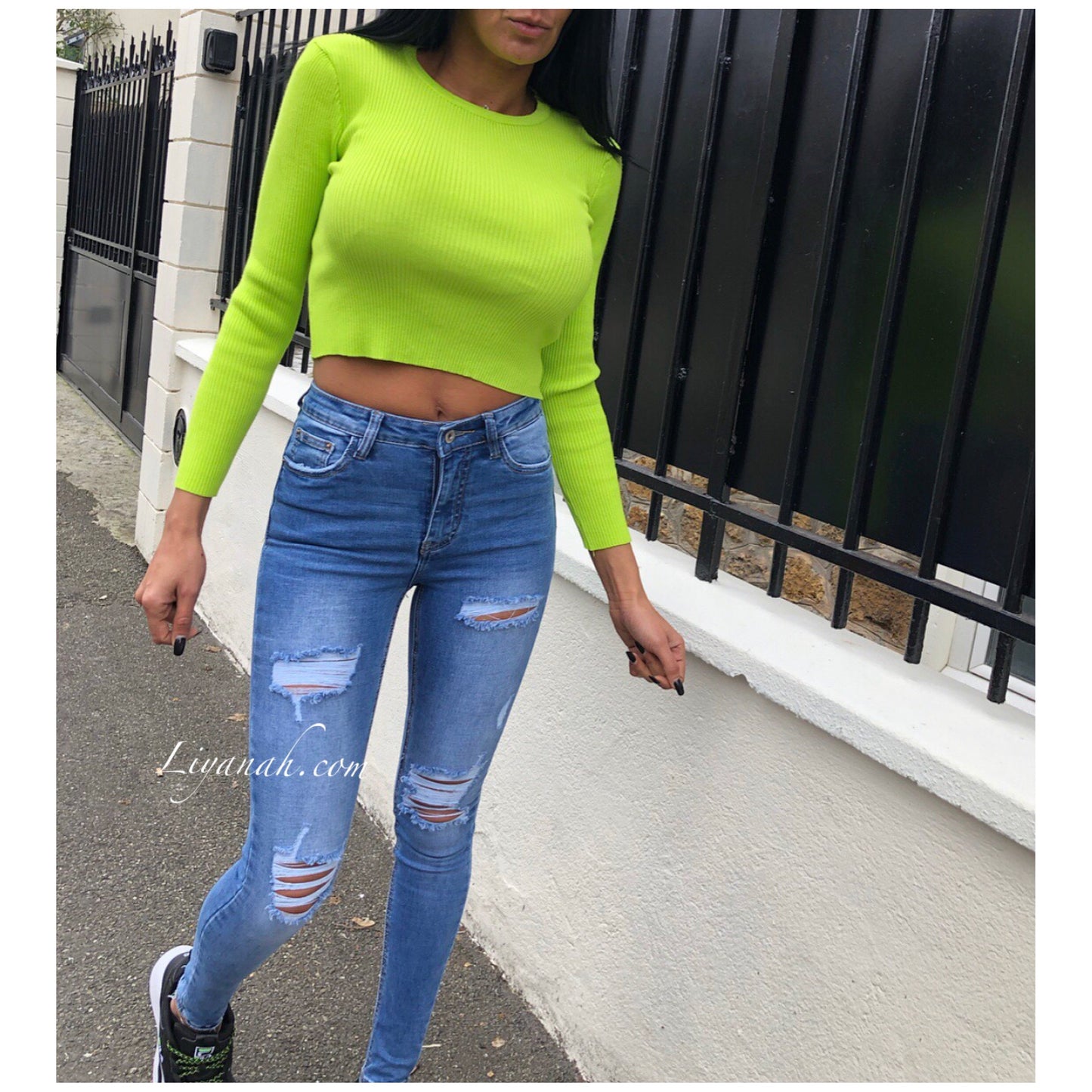 Pull Cropped Modèle MILYARA VERT FLUO