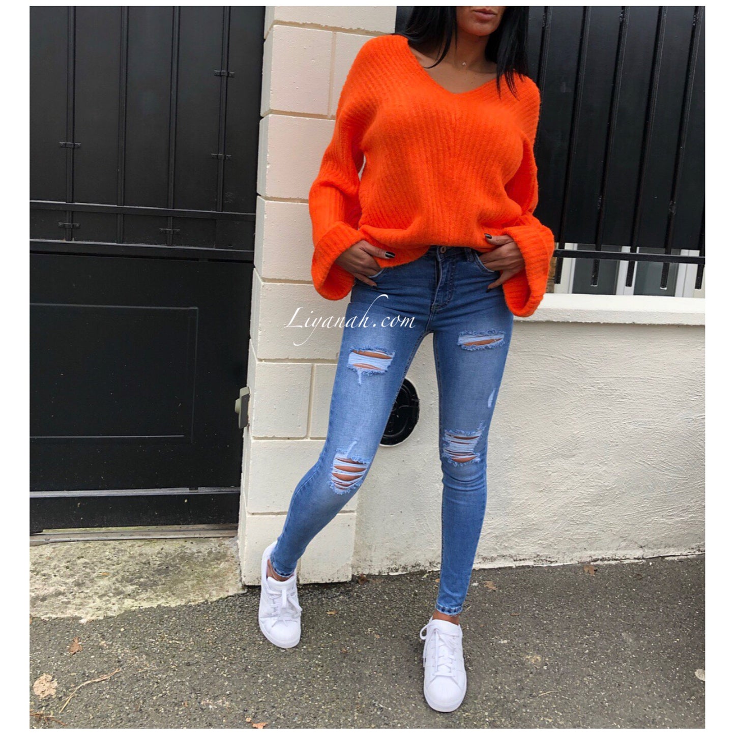 Pull Mi-Long Modèle TAYA ORANGE FLUO