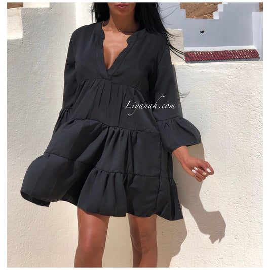 ROBE Courte Style Tunique Modèle HINA Noir