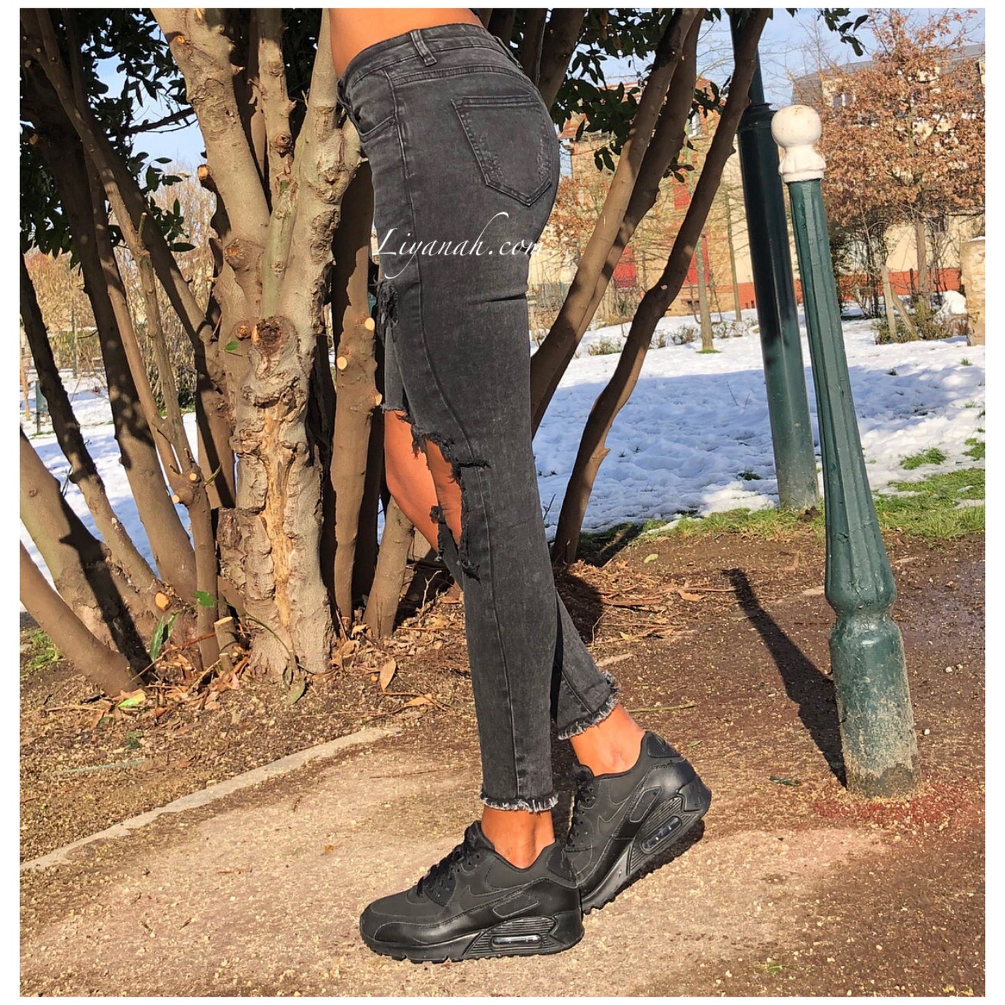 Jean Skinny Modèle PEMA BLACK / GREY Taille Basse