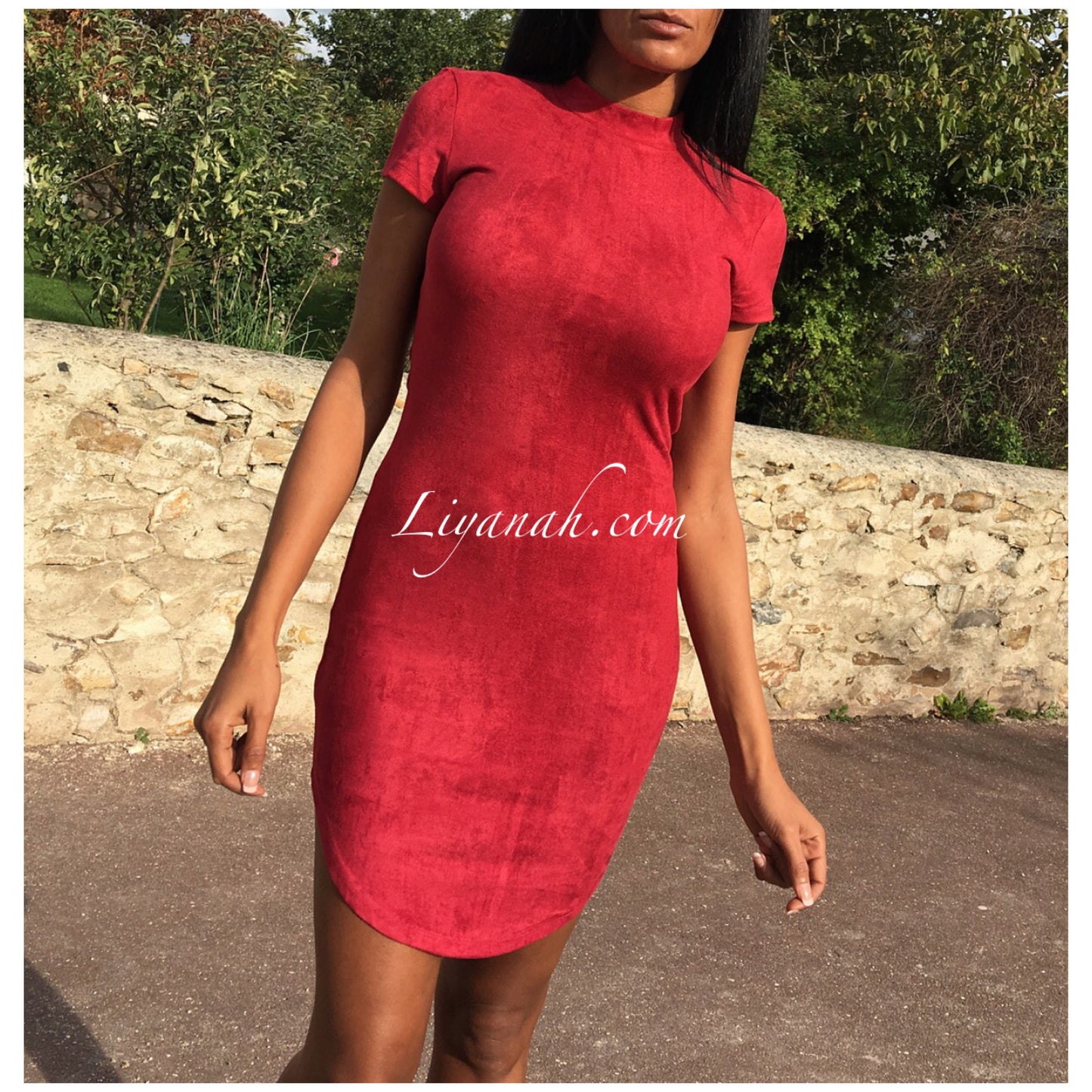 ROBE COURTE Suédine ANIYATA  Rouge Bordeaux