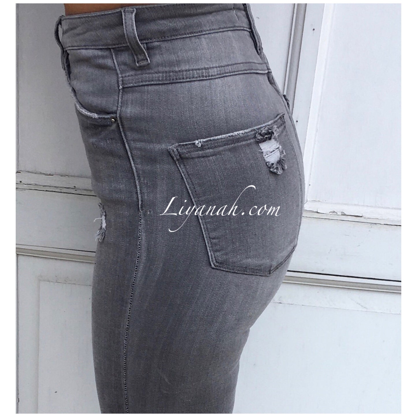 Jean Skinny Modèle RAYANY GRIS CLAIR TAILLE HAUTE