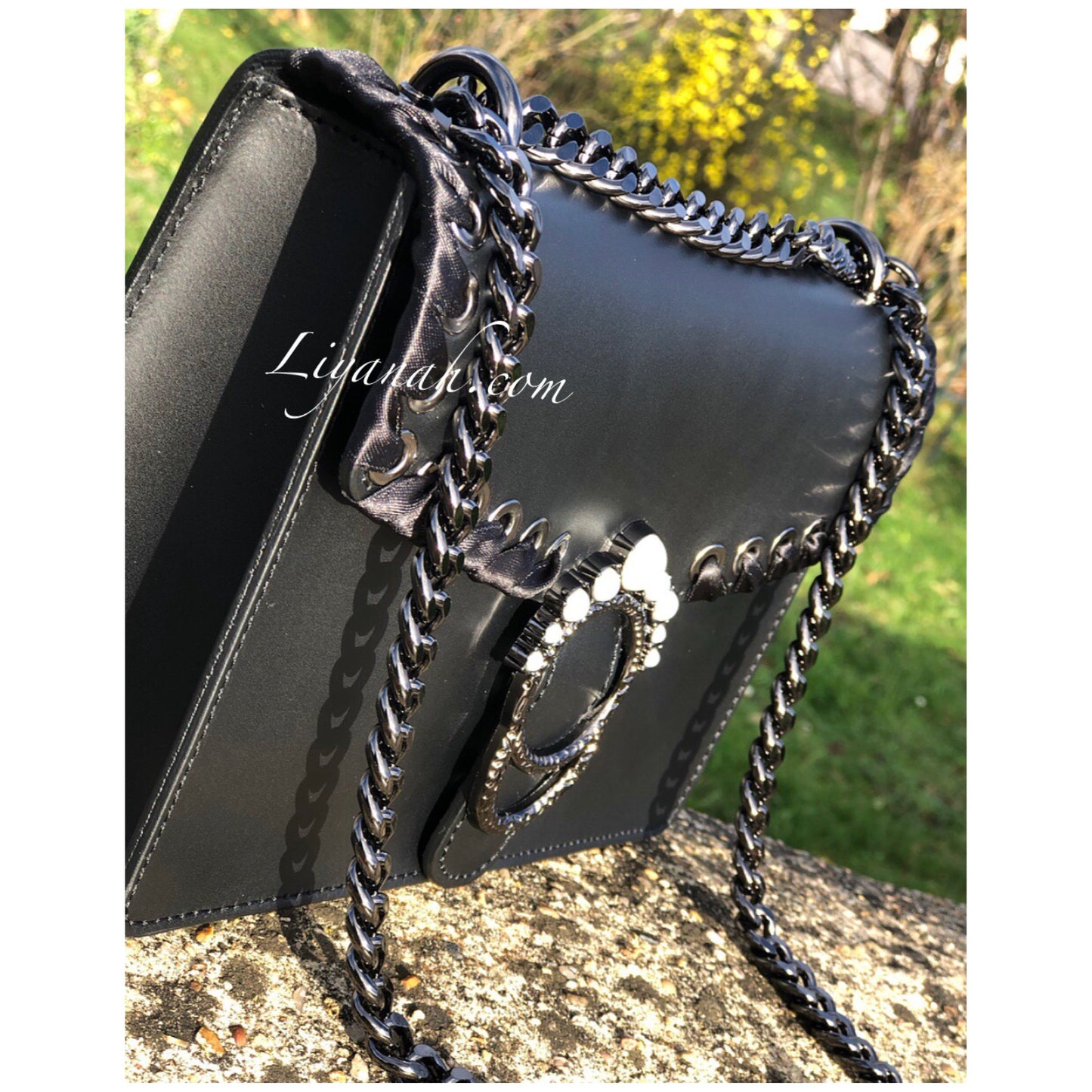 Sac Cuir Modèle LEYARA NOIR PERLES