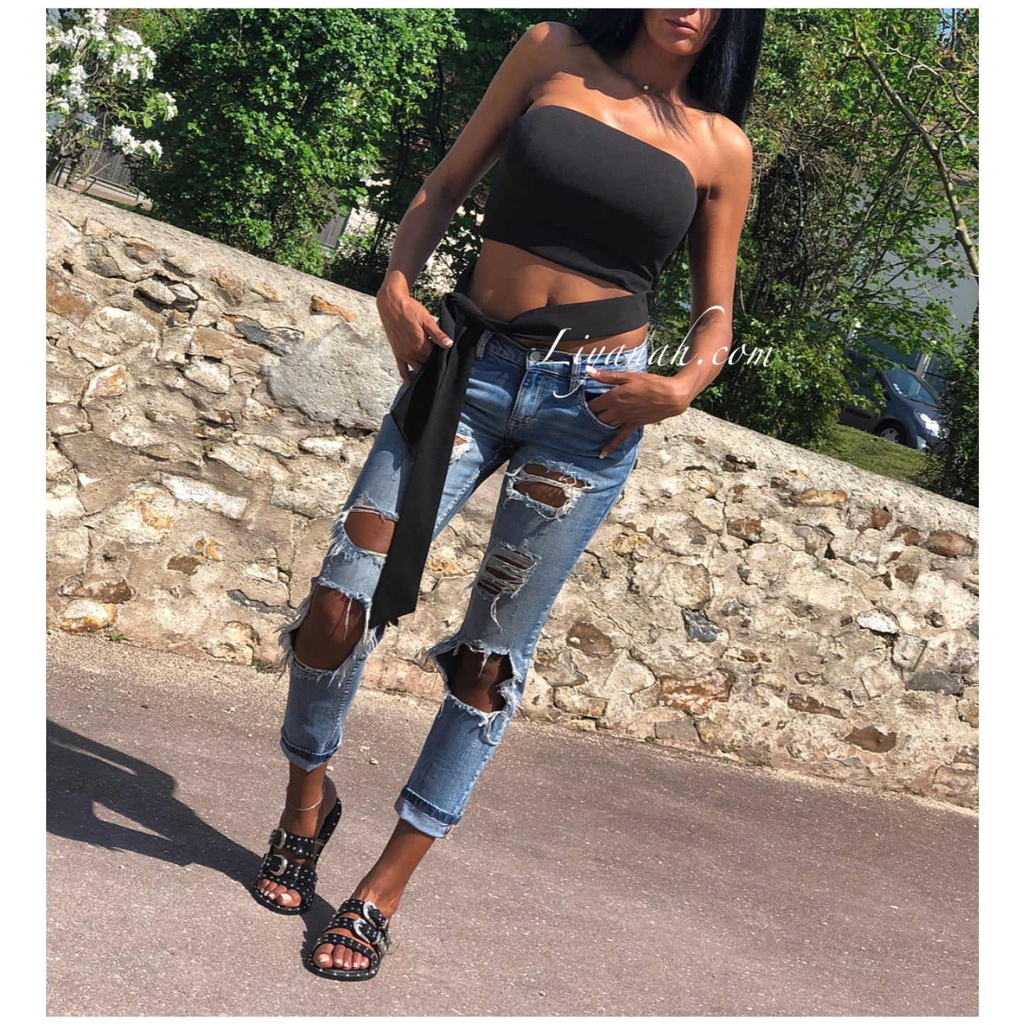 Crop Top Modèle ARENYA NOIR