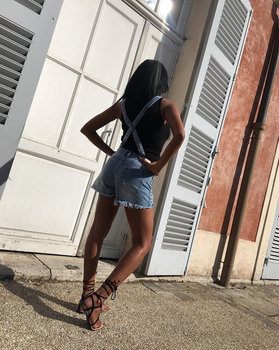 SALOPETTE SHORT Jean Effet Boyfriend MYREL