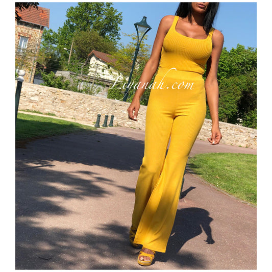 PANTALON Taille Haute Modèle MADYANA JAUNE