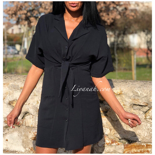 ROBE Style Chemise Modèle AITARA NOIR