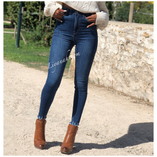 Jean Skinny Modèle KARELA DARK BLUE TAILLE HAUTE