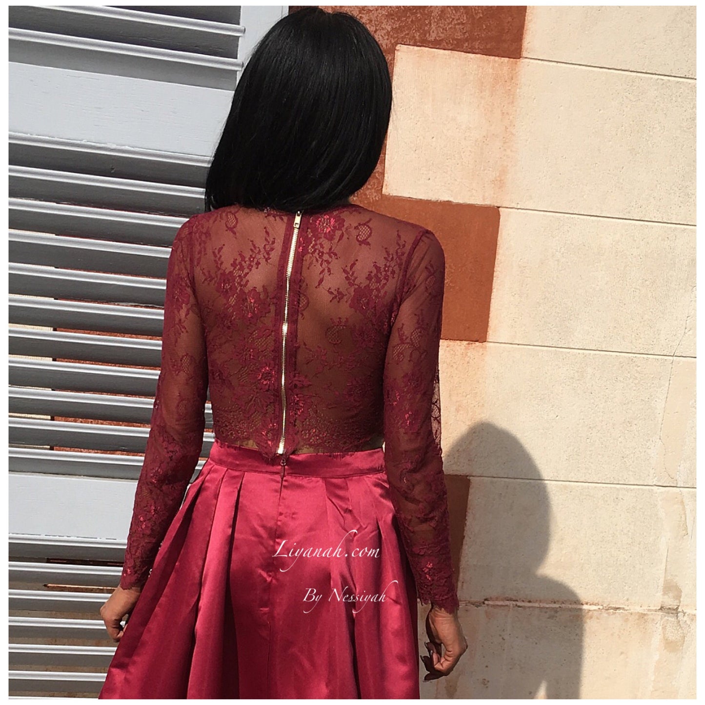 Crop Top Dentelle Modèle EJA BORDEAUX