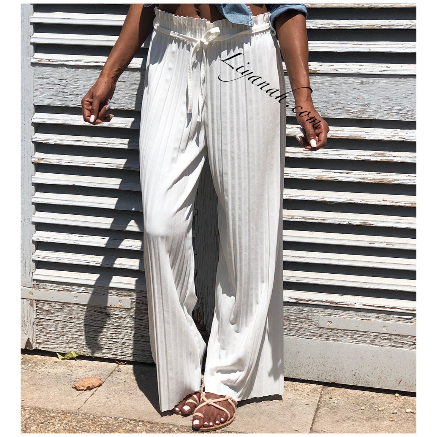 Pantalon plissé Modèle PALYRA Blanc