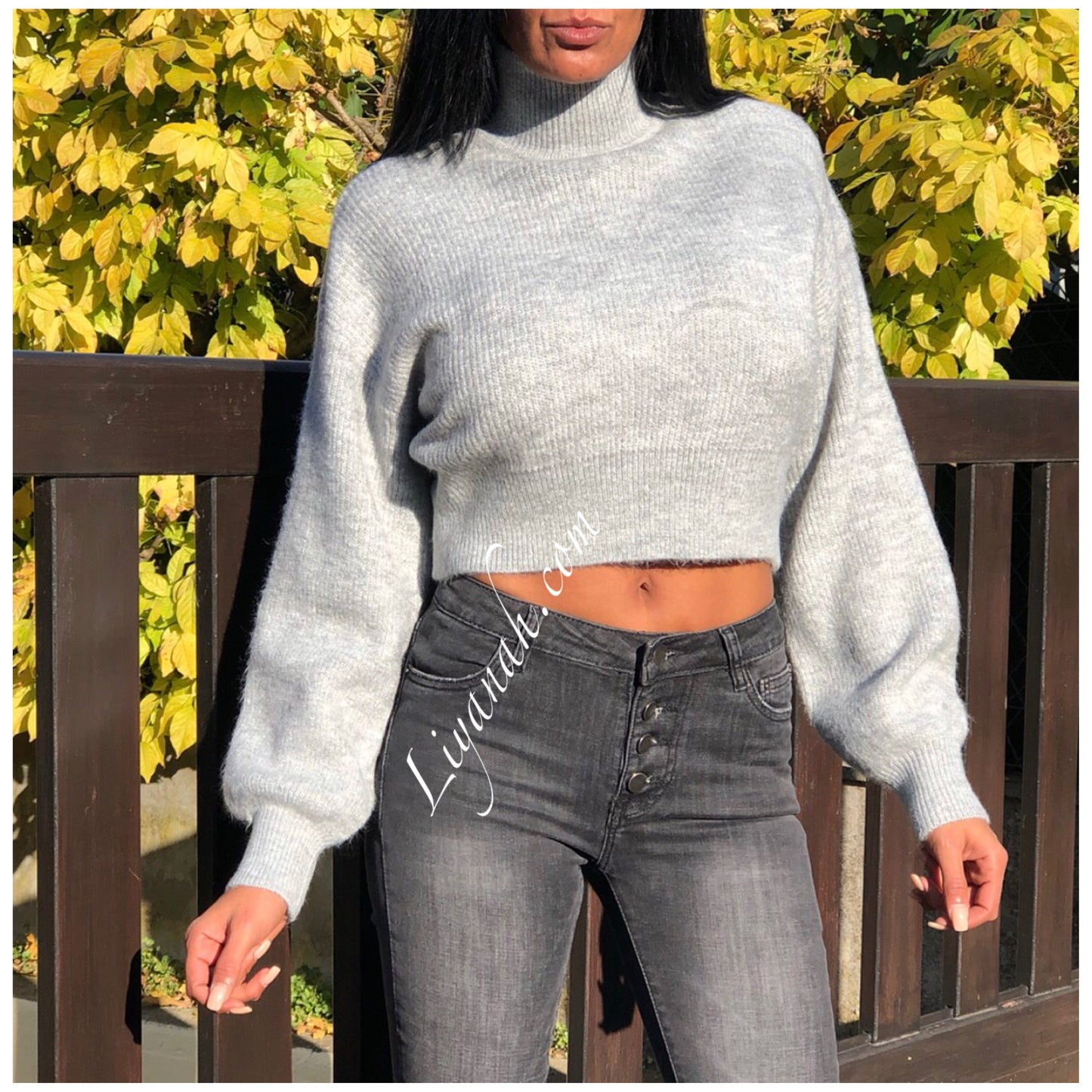 Pull Cropped Modèle FANELY GRIS