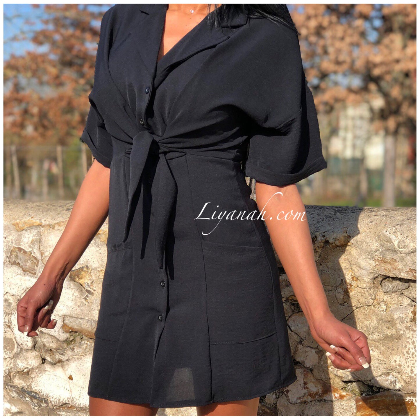 ROBE Style Chemise Modèle AITARA NOIR