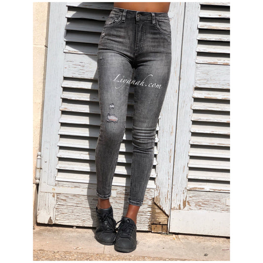 Jean Skinny Modèle YANA GREY TAILLE MI HAUTE