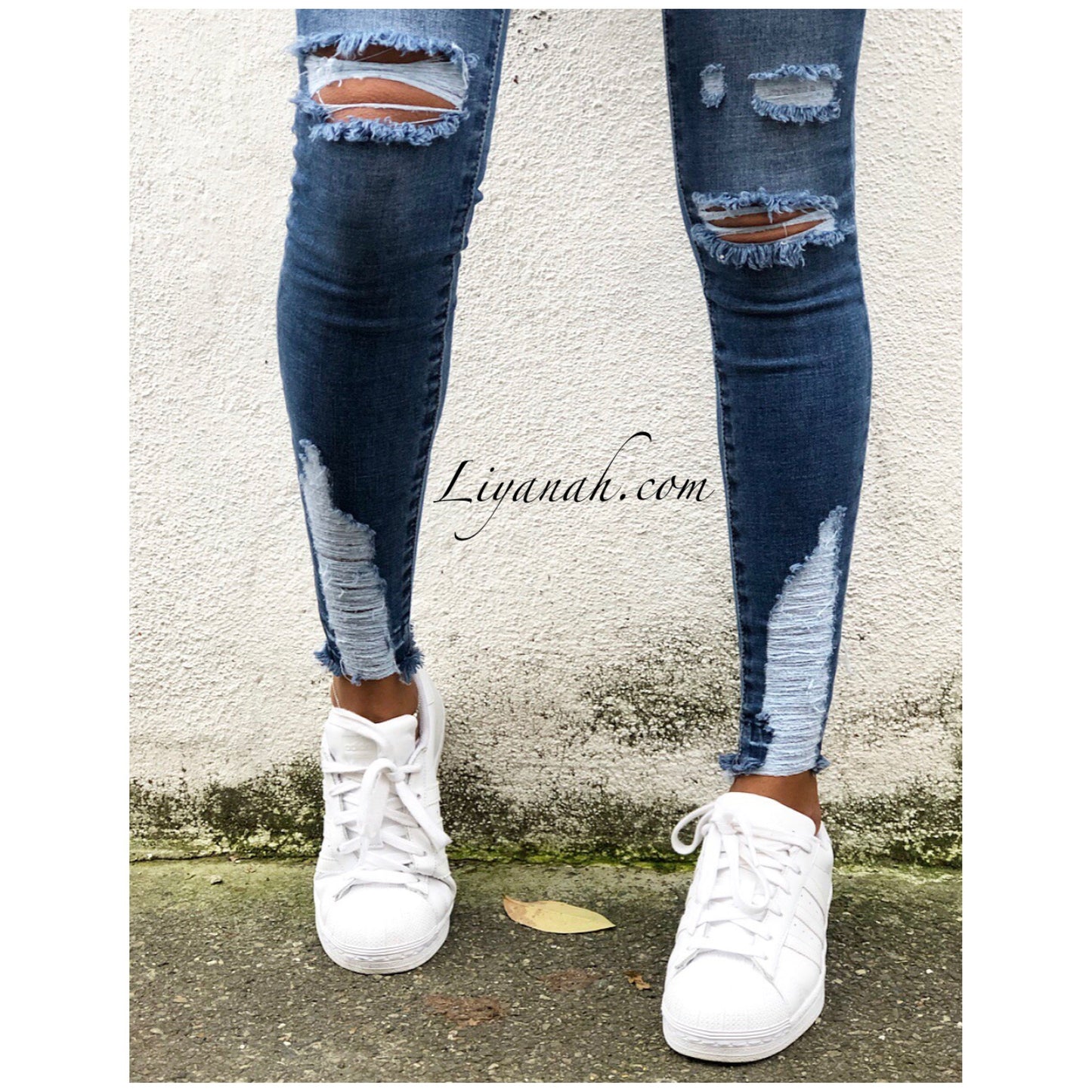 Jean Skinny DESTROY / DARK BLUE Taille MI-HAUTE Modèle NYVARA