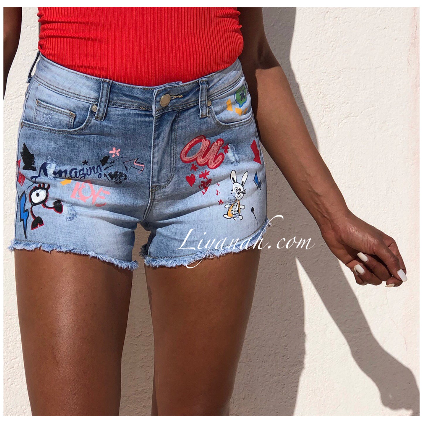 SHORT JEAN Destroy TAHIS avec Écritures