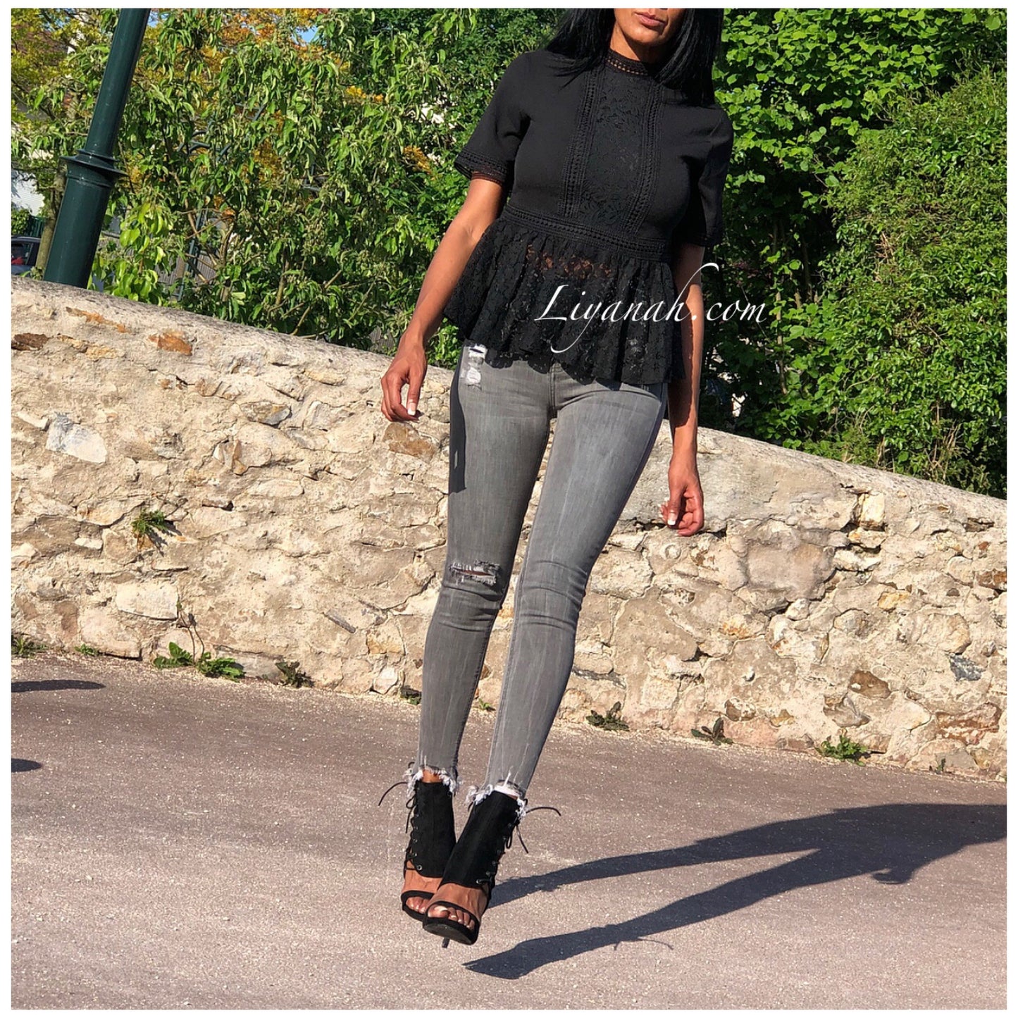 Jean Skinny Modèle DIHYA GRIS DESTROY TAILLE MI-HAUTE