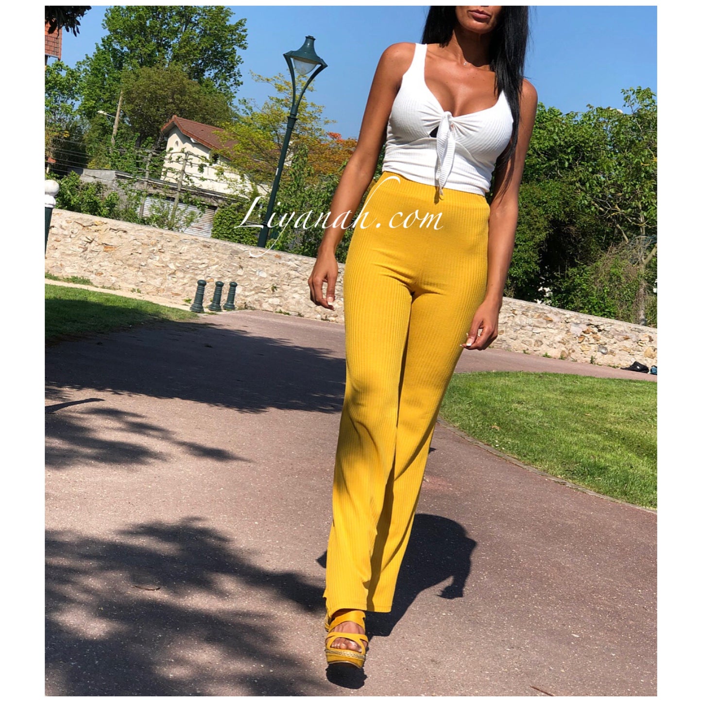 PANTALON Taille Haute Modèle MADYANA JAUNE