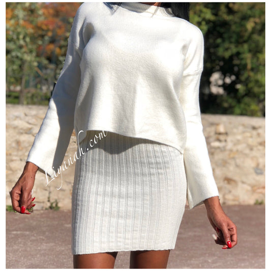 Ensemble Pull et Robe Modèle BALYLA BLANC