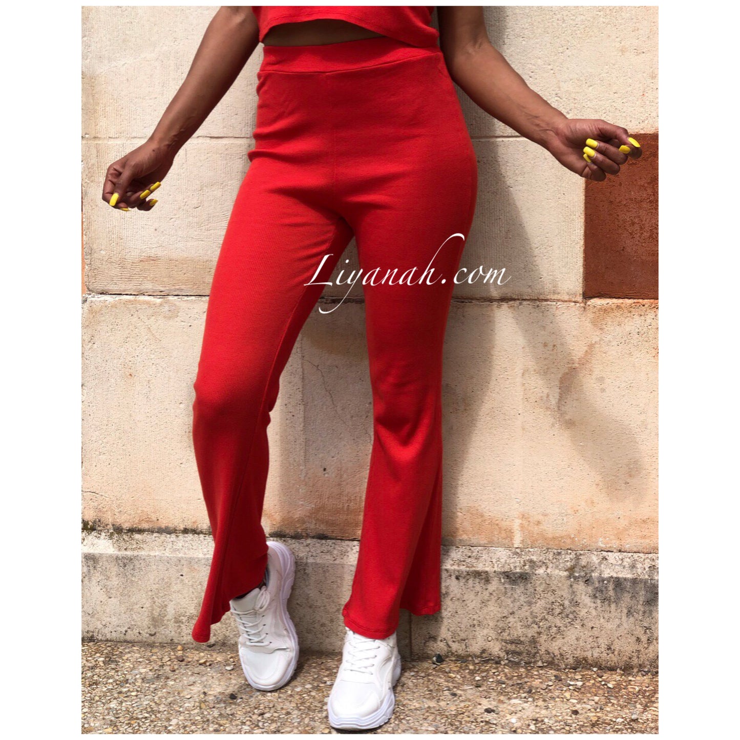 Ensemble Crop Top + Pantalon MYLINE Noir ou Rouge