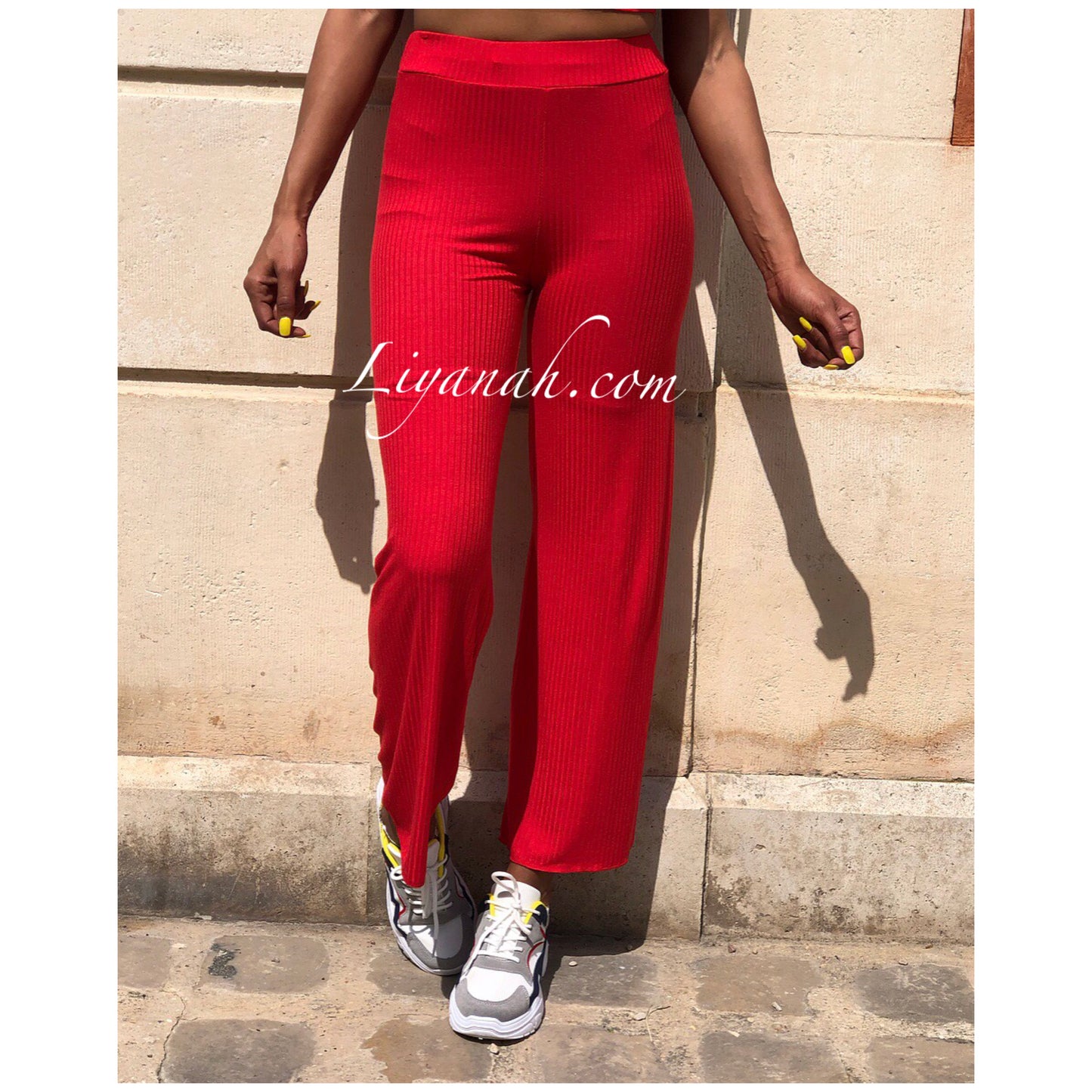 Ensemble Crop Top + Pantalon Modèle MAHO Rouge